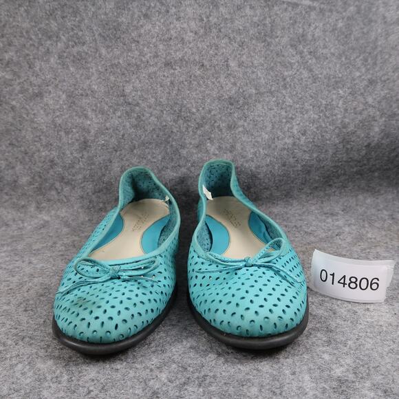 Aerosoles Shoes Womens 8.5 Slip On Flats Ballet Loafer Perforated Leather Blue - Picture 3 of 12